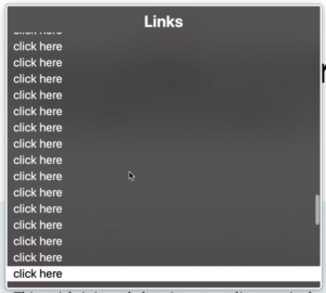 Screenshot of VoiceOver rotor pulling up list of links on a page A list of links labeled "click here" displayed in VoiceOver.