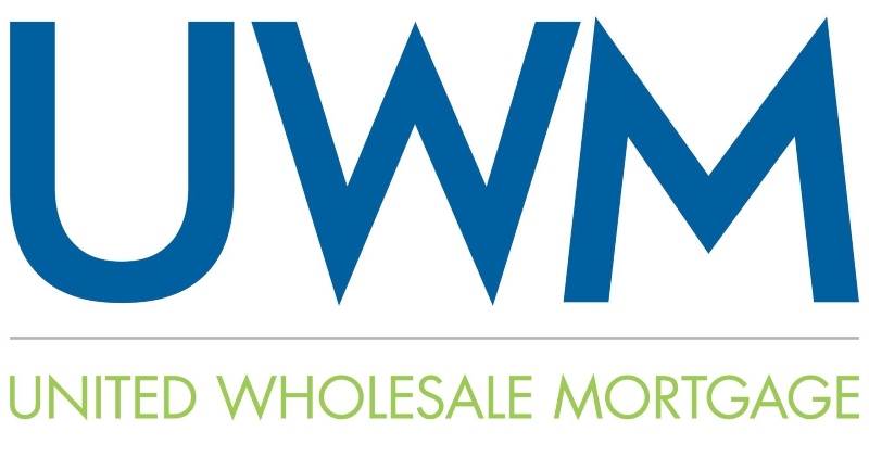 UWM logo with the letters "UWM" in blue and "UNITED WHOLESALE MORTGAGE" in green below.