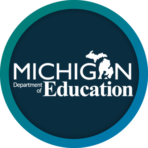 Logo of the Michigan Department of Education featuring the state outline and the text "MICHIGAN Department of Education."
