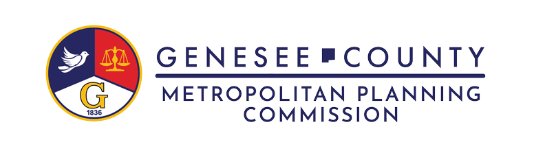Genesee County Metropolitan Planning Commission logo featuring a dove, scales of justice, and the year 1836.