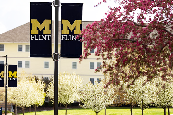 UM-Flint campus in the spring