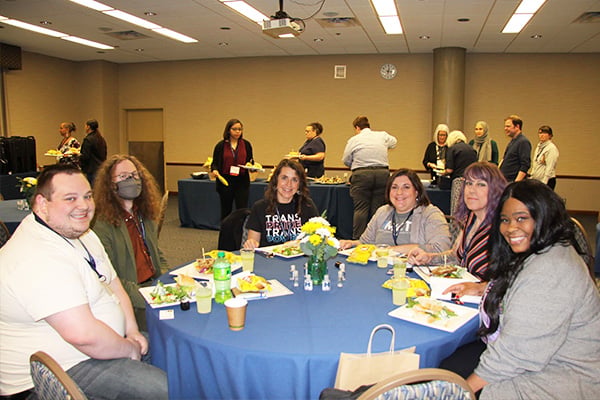 group at a table for lunch
