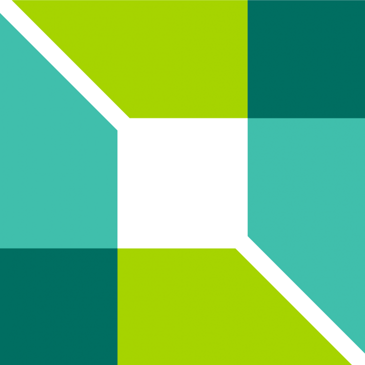 AACSB logo, which is a geometric design with the colors green, teal and white.