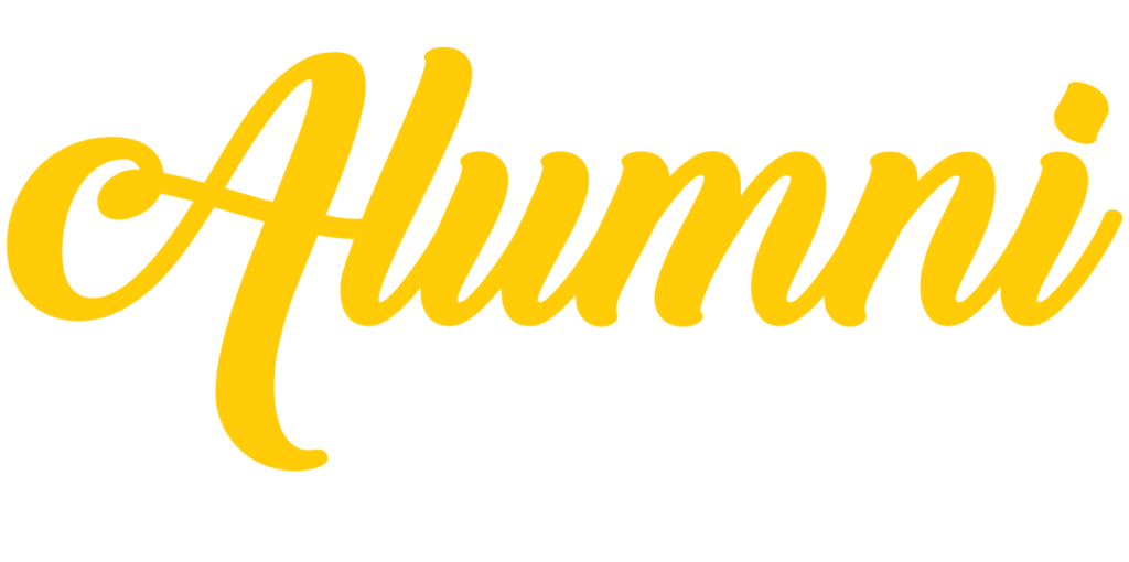 Graphic showing the words "2026 Alumni Awards." The word "Alumni" appears in yellow script.