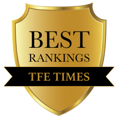 A gold shield with the text "BEST RANKINGS" at the top and "TFE TIMES" on a black ribbon at the bottom.